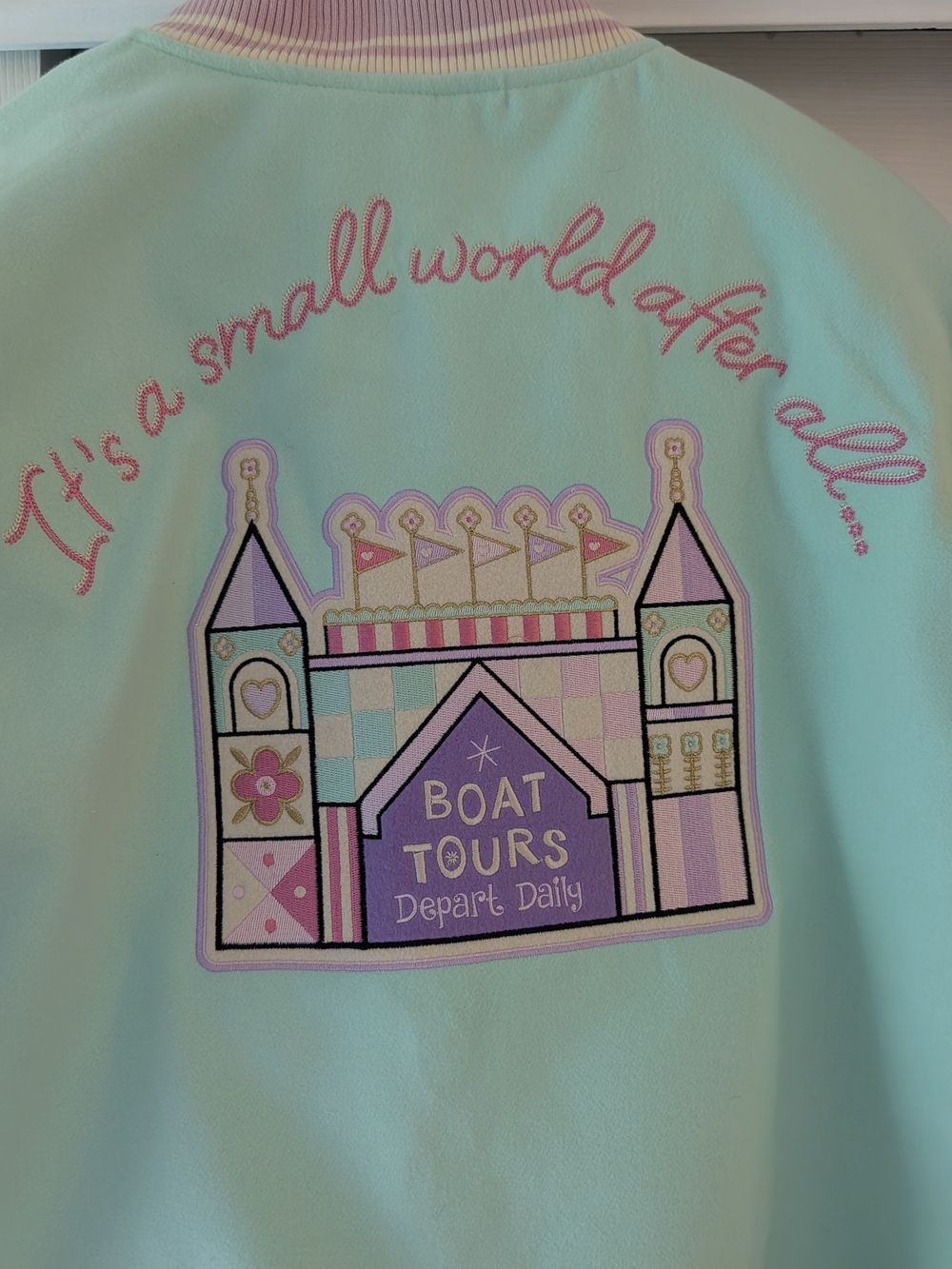 Disney Mint & Cream 'It's a Small World' Stoney clover Varsity Jacket - Picture 7 of 7